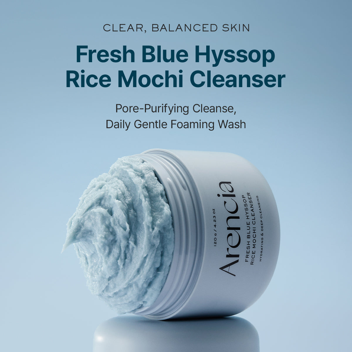 Arencia Fresh Blue Hyssop Rice Mochi Cleanser 120g 2