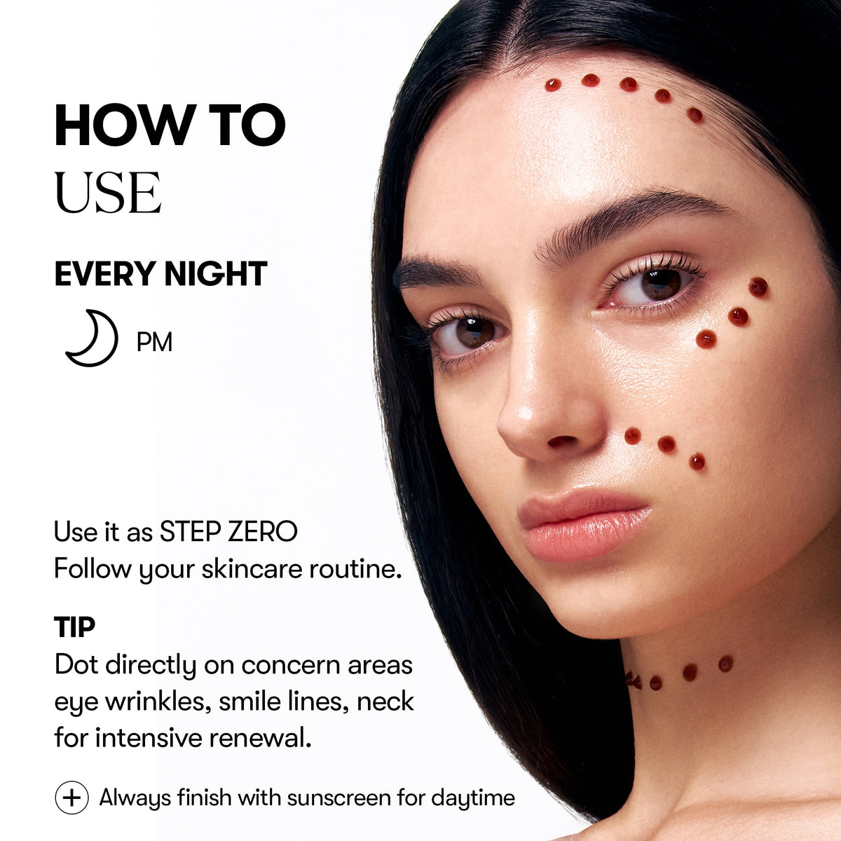 VT Cosmetics Red Booster Reedle Shot 100 50ml – how-to-use graphic with model