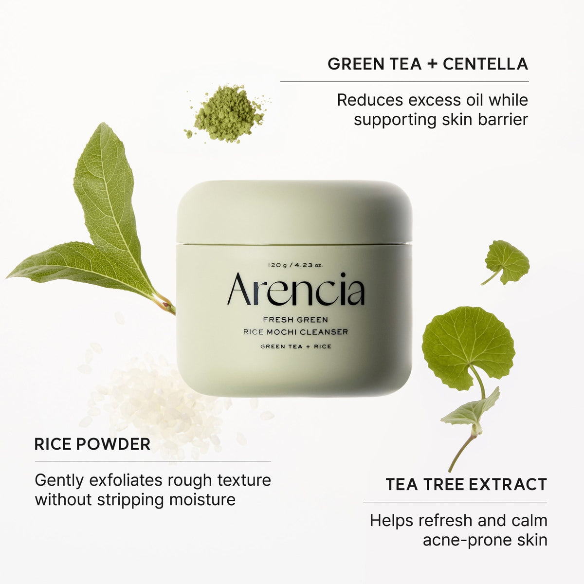 Arencia Fresh Green Rice Mochi Cleanser 120g 5