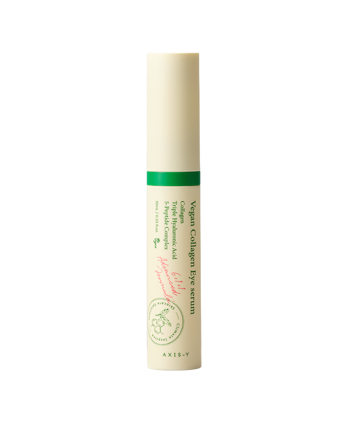 AXIS-Y Vegan Collagen Eye Serum 10ml cream tube with green band on a white background