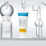 Dr.Melaxin TX Retinalsome Double Effect Eye Cream tube standing among laboratory glassware