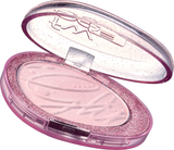 FWEE Glitz Stone Highlighter HL07 Ruby Reborn open compact with pale pink embossed powder