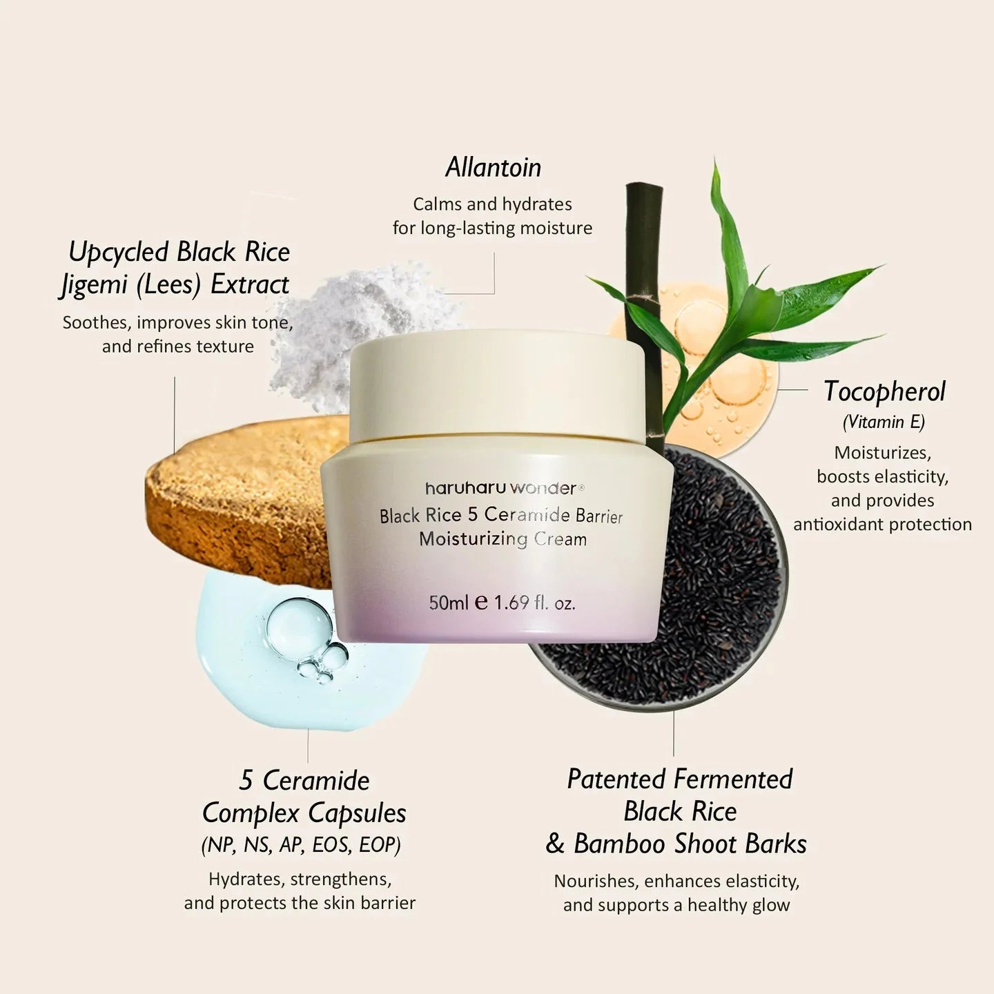 Haruharu Wonder Black Rice 5 Ceramide Barrier Moisturizing Cream 50ml 3