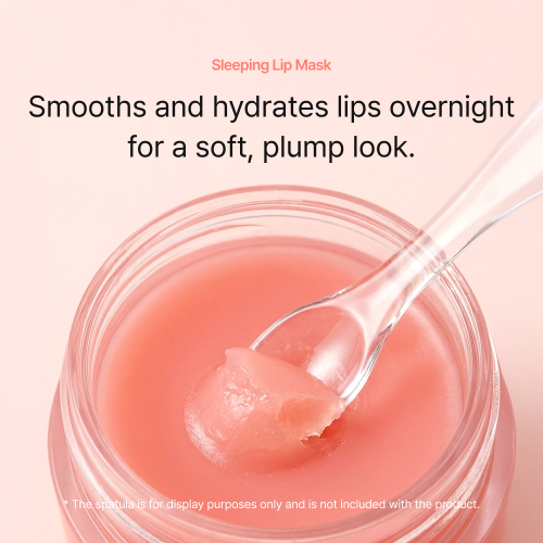 Heimish Ever Glow All Night Lip Mask peach balm texture scooped from the jar with a spatula