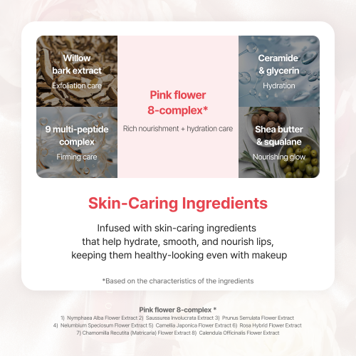 Heimish Ever Glow Glaze balm skin-caring ingredients: pink flower complex, ceramide, glycerin, shea butter, squalane