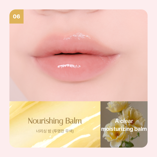 Heimish Ever Glow Glaze Nourishing Balm worn on lips, a clear glossy moisturizing finish