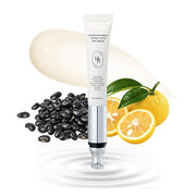 Heveblue Black Yuja Bean Lifting Auto Eye Cream 15ml, white tube with silver applicator, yuja and black beans