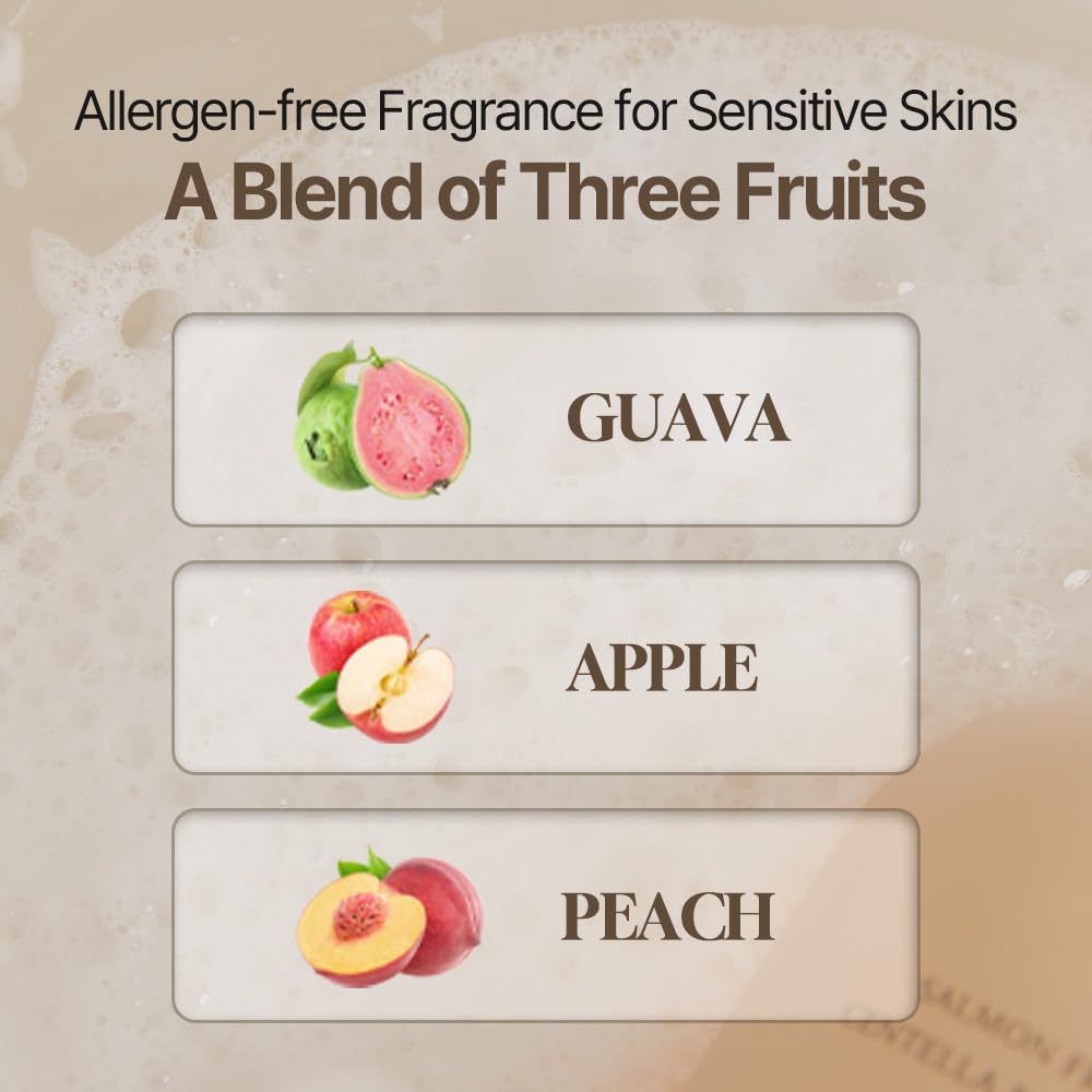 Heveblue Salmon Fruity Centella Body Wash fruity scent blend of guava, apple and peach