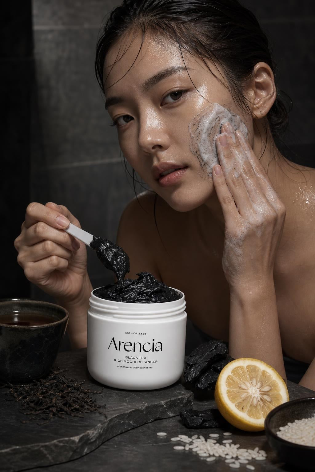 Arencia Black Tea Rice Mochi Cleanser