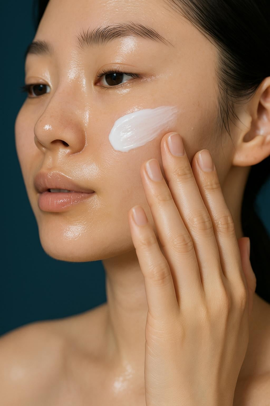 A swipe of cream on a cheek