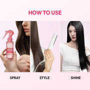Kundal Protein Bonding Hair Mist Serum Violet Muguet how-to: spray the pink bottle, style, shine