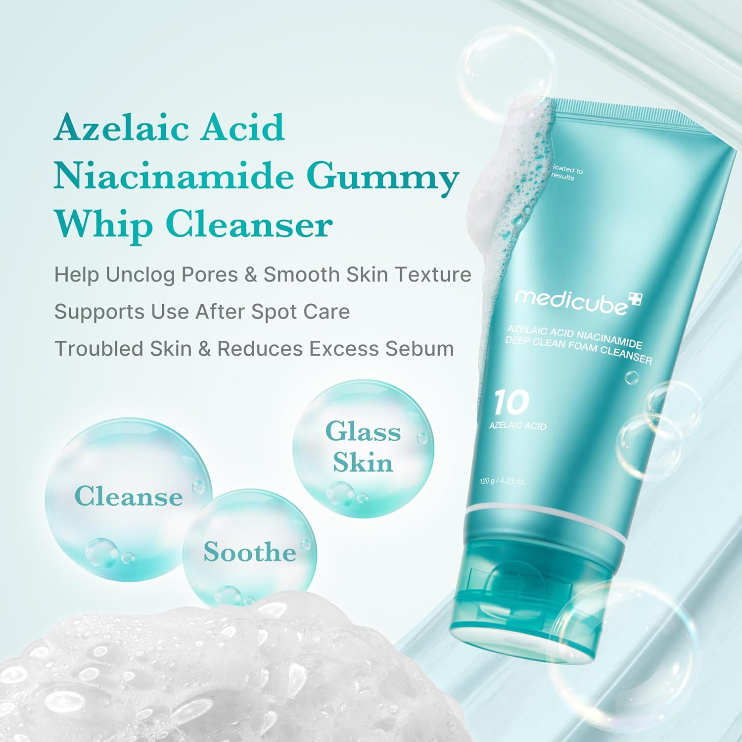 Medicube Azelaic Acid Niacinamide Deep Clean Foam Cleanser 120g 3