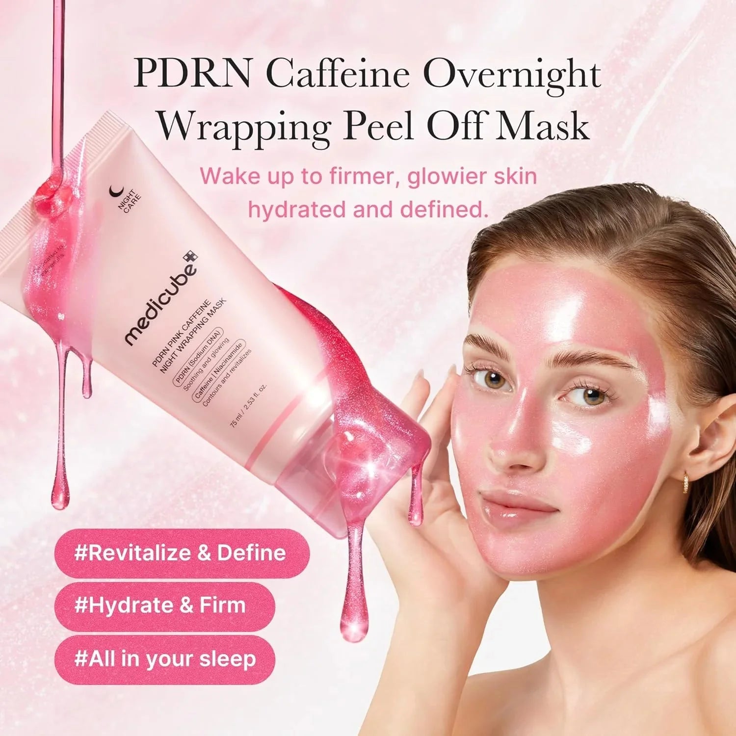 Medicube PDRN Pink Caffeine Night Wrapping Mask 75ml 4