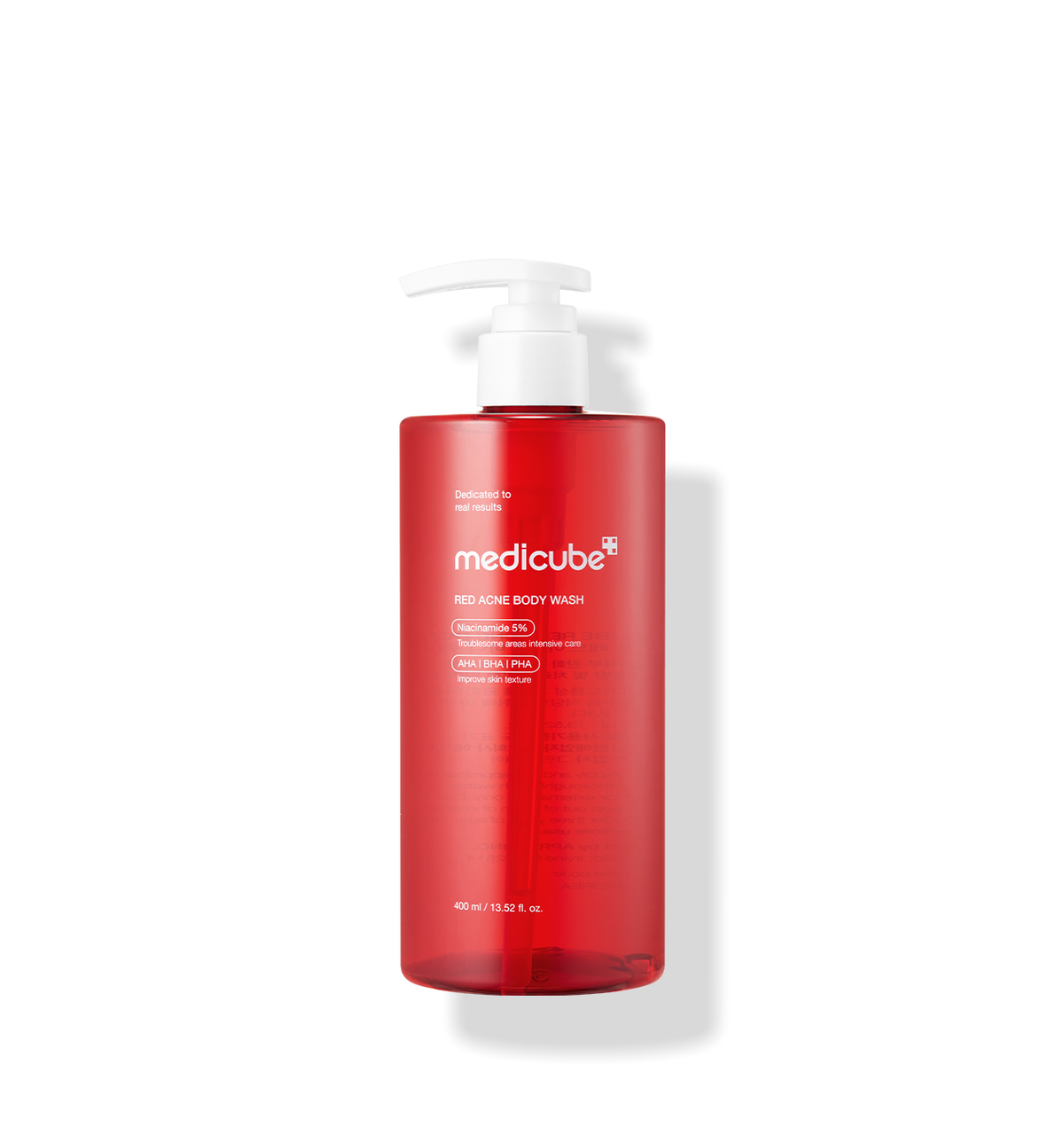 Medicube Red Acne Body Wash 3.0 400ml translucent red pump bottle