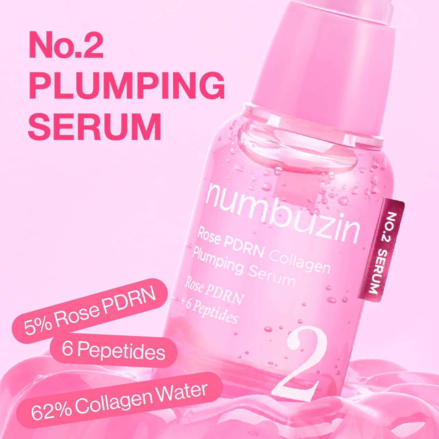 Numbuzin No.2 Rose PDRN Collagen Plumping Serum 30ml 3