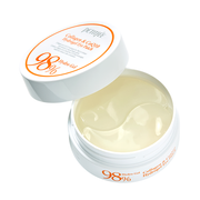 Petitfee Collagen & CoQ10 Hydrogel Eye Patch 60ea open jar with translucent ivory patches on white