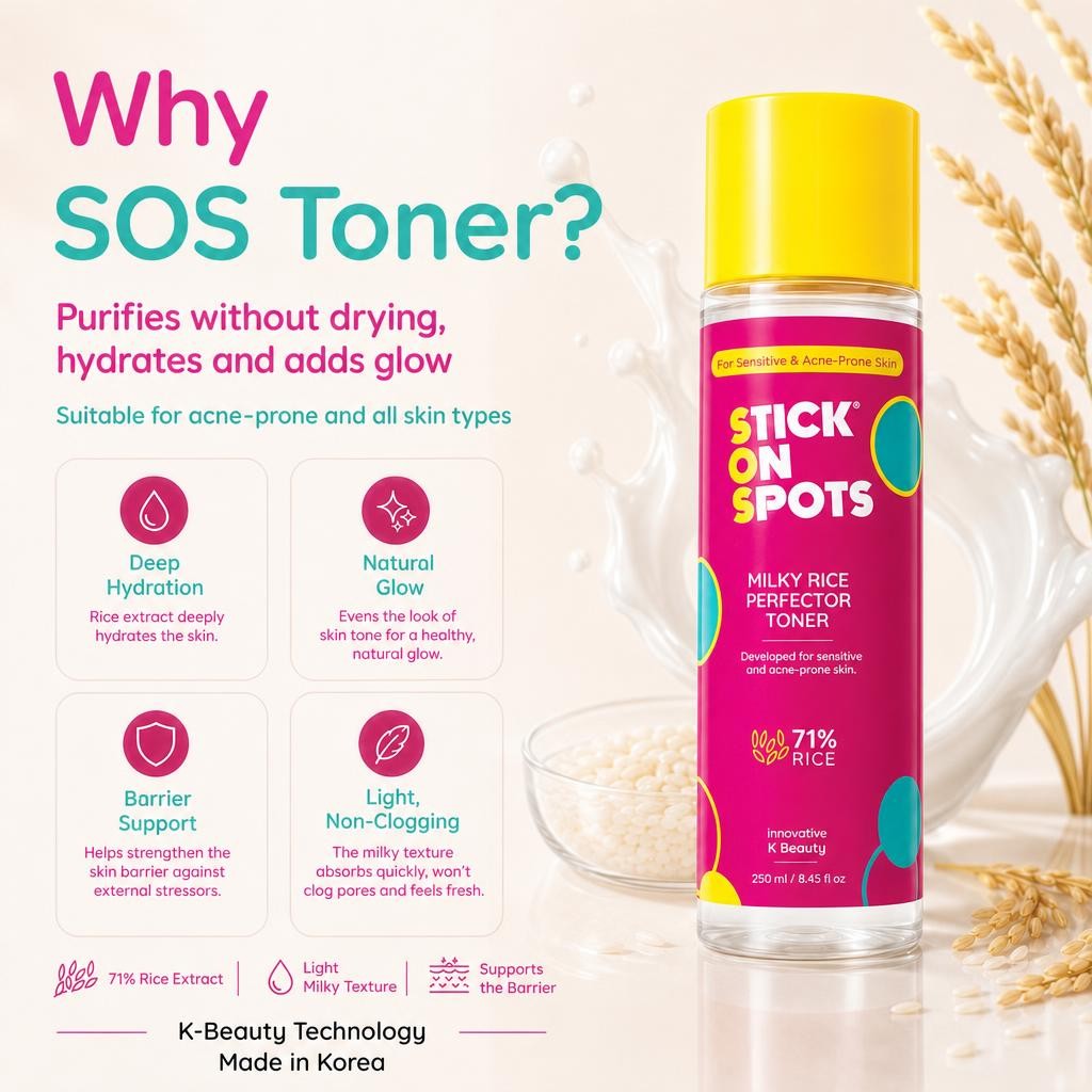 Why S.O.S Rice Toner: hydration, natural glow, barrier support and a light non-clogging texture