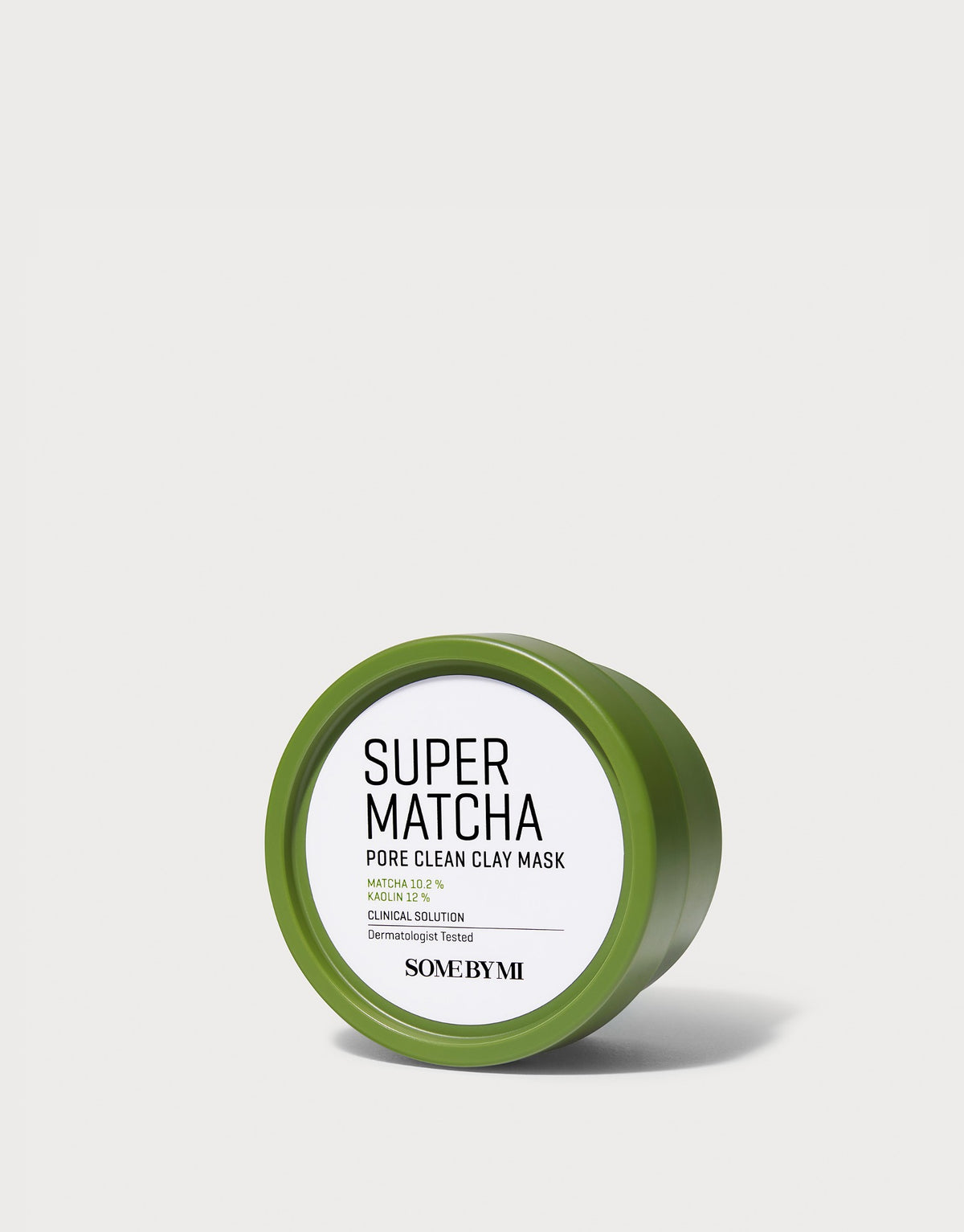 Some By Mi Super Matcha Pore Clean Clay Mask 100 g olive green jar with white label on a light grey background