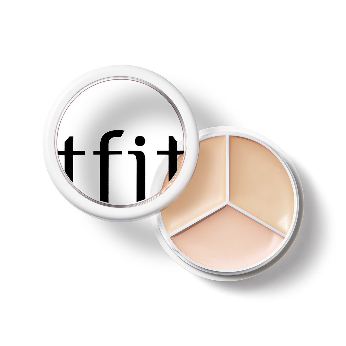 TFIT Cover Up Pro Concealer 00 Light open compact with three fair to cream beige shades on white