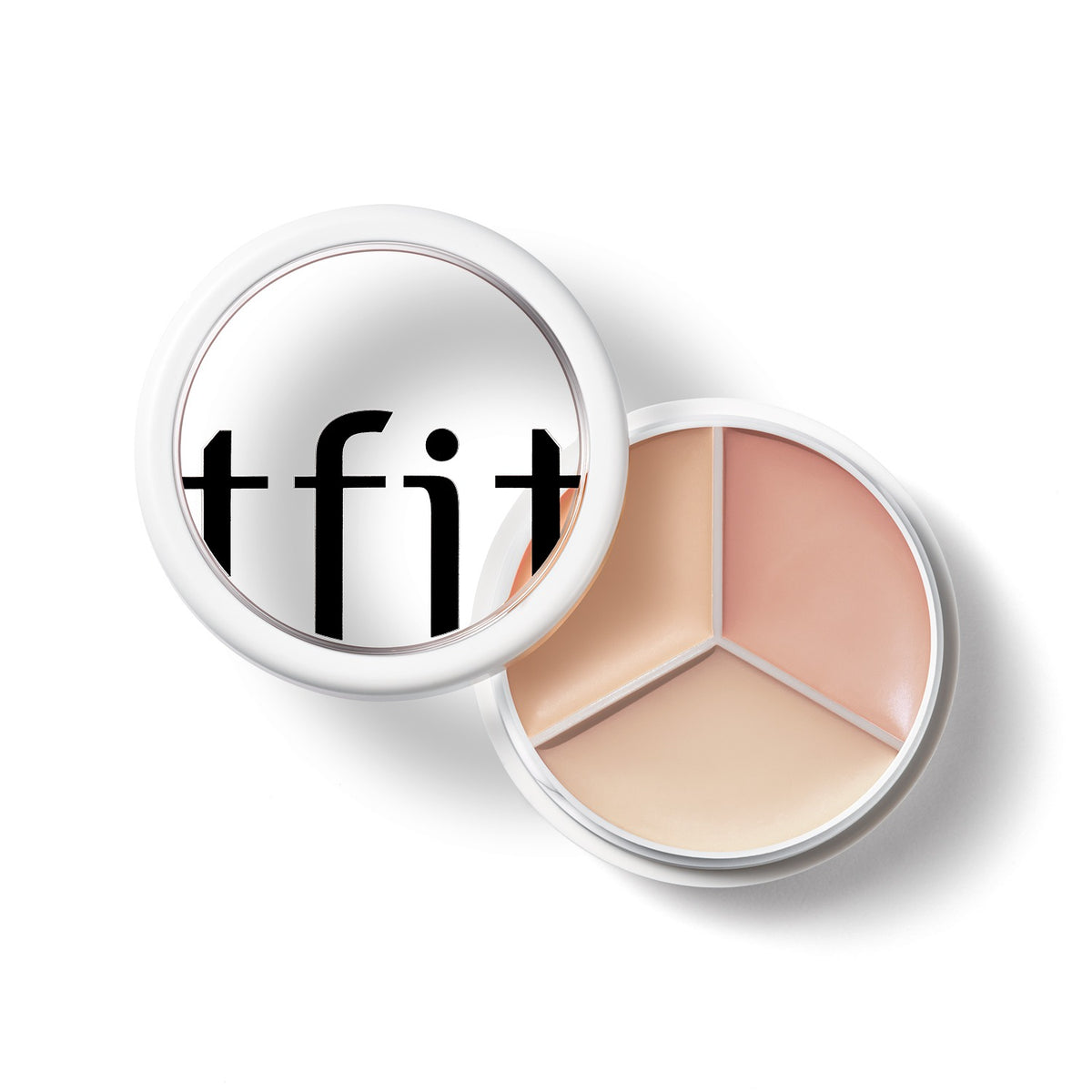 TFIT Cover Up Pro Concealer 03 Cool open compact with natural, ivory and pink beige shades on white