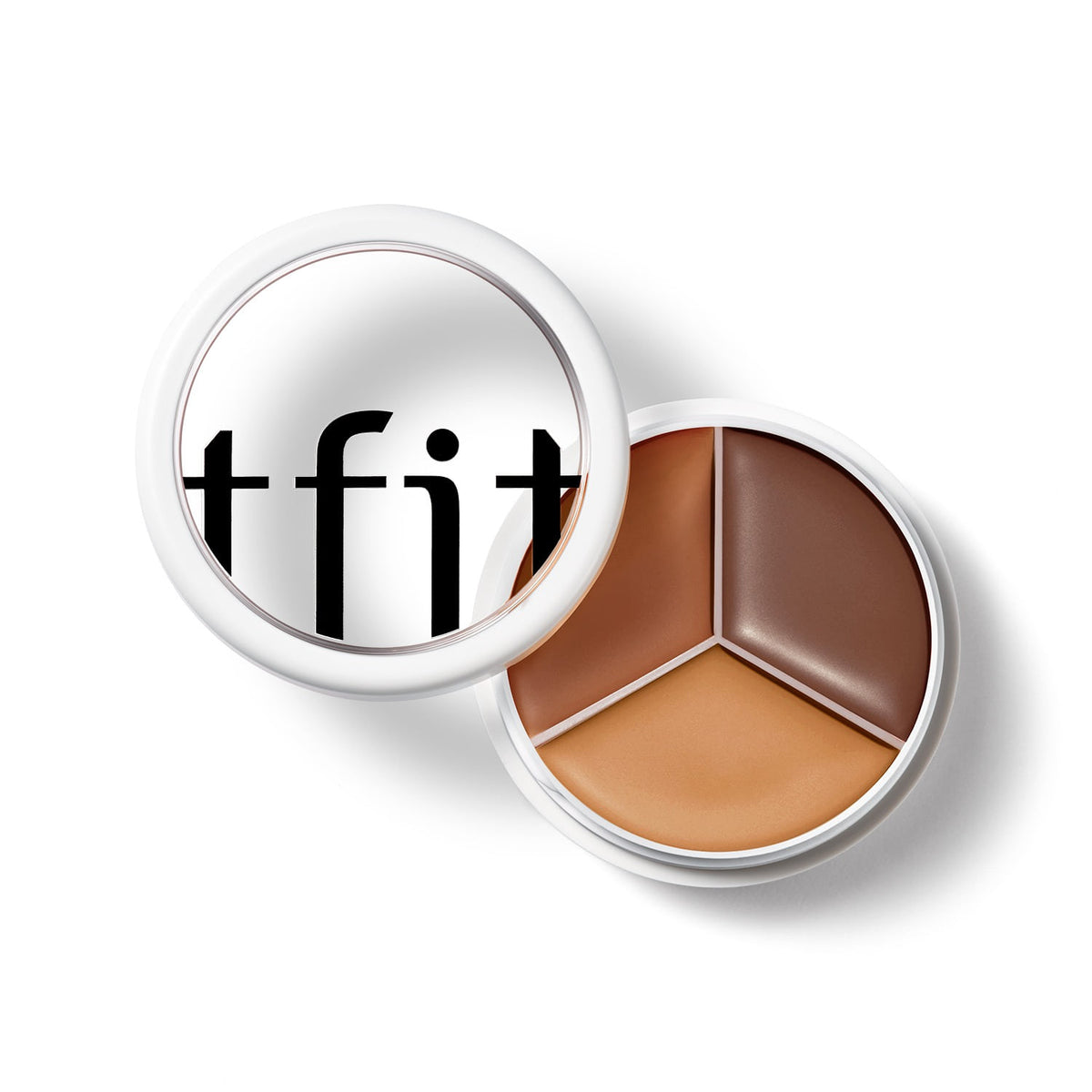 TFIT Cover Up Pro Concealer 05 Deep open compact with camel, ginger and burnt brown shades on white