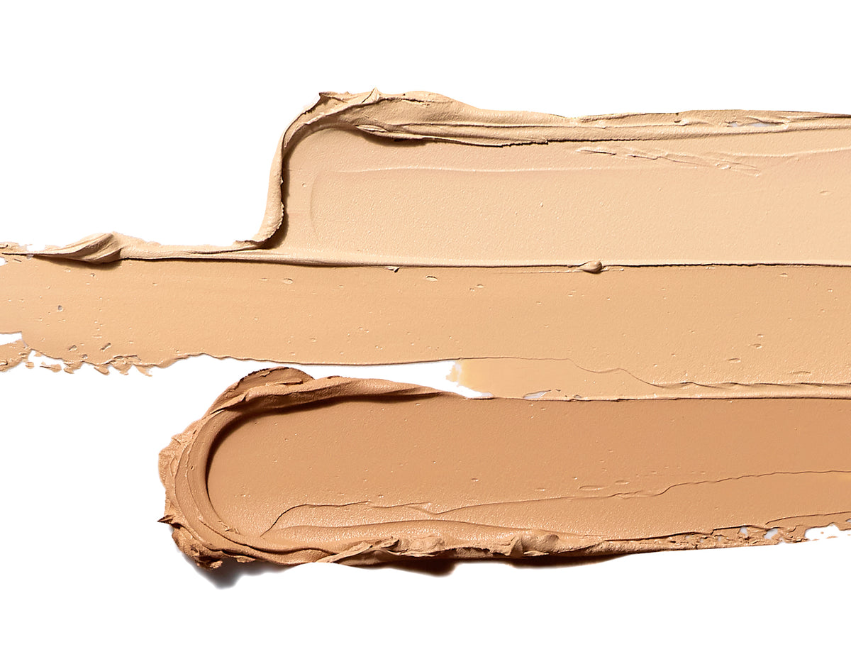 TFIT Cover Up Pro Concealer creamy texture shown as three beige swatches on white