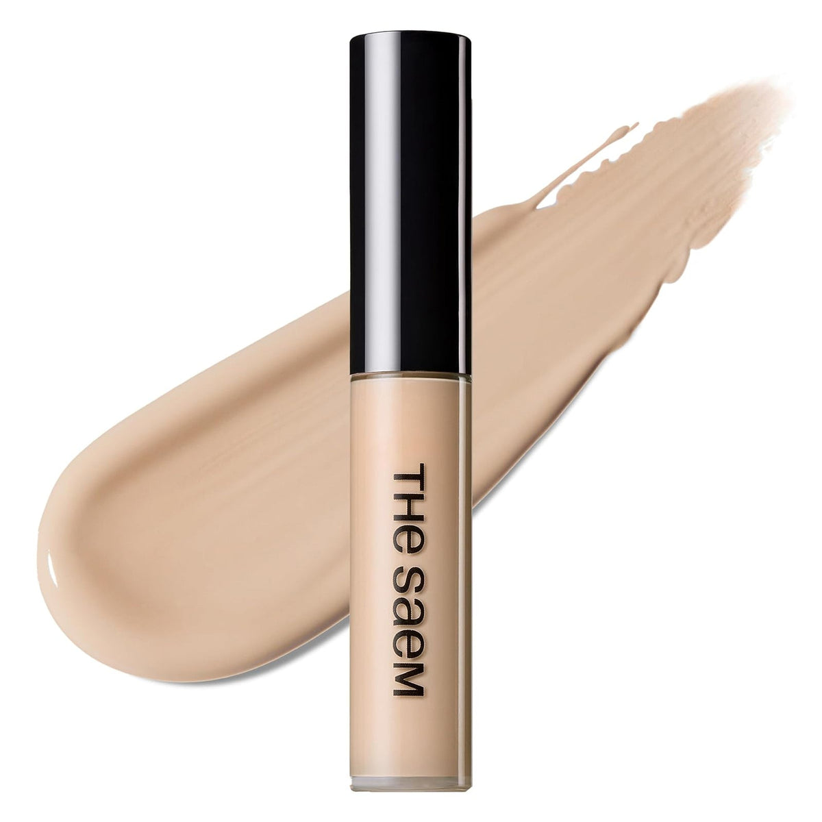 The Saem Cover Perfection Tip Concealer 1.5 Natural Beige tube with a natural beige swatch