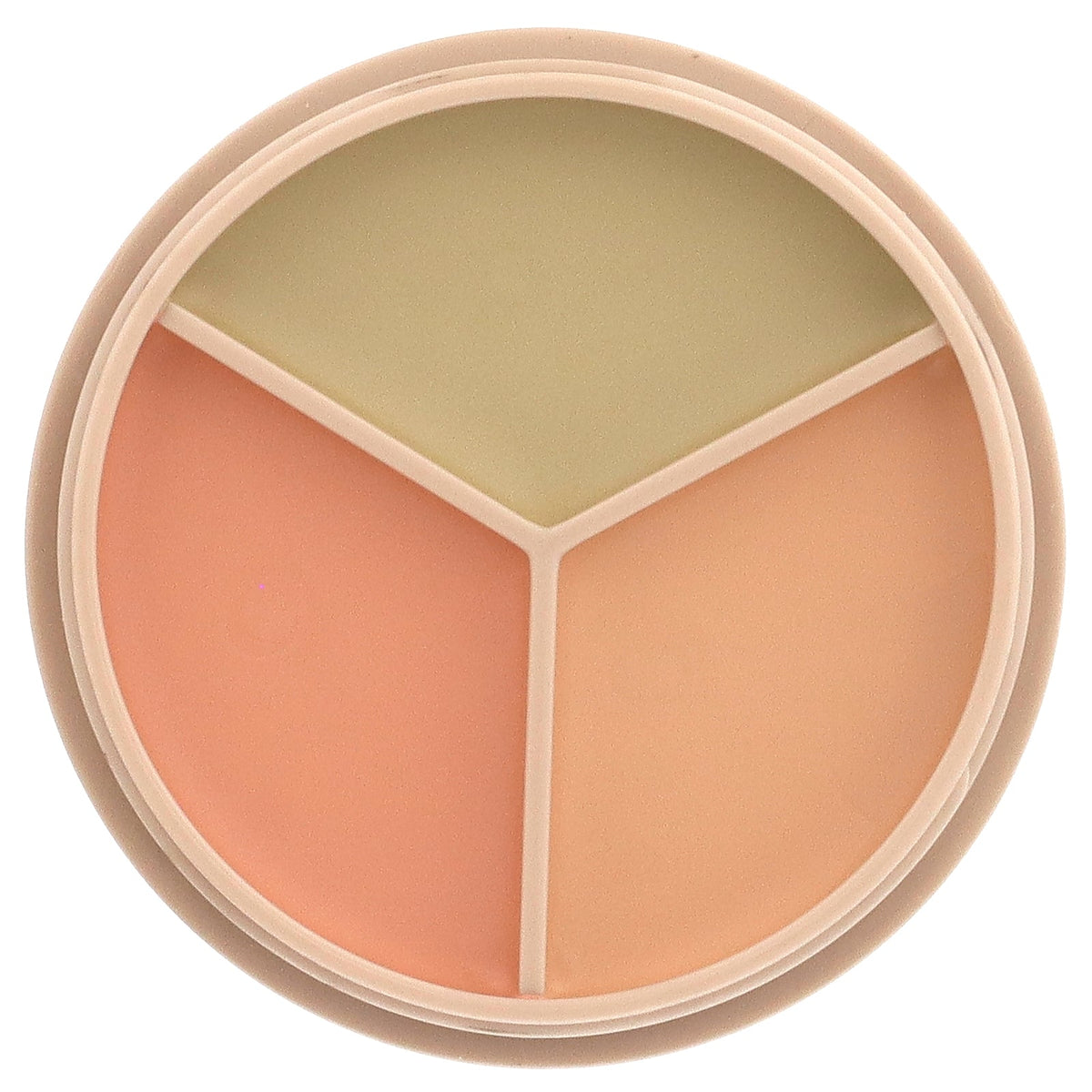 The Saem Cover Perfection Triple Pot Concealer 01 Correct Beige open, showing beige, green and peach pans