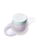 Tocobo Collagen Boosting Lip Mask 20ml, frosted lavender jar with mint lid and a lavender balm swatch