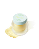 Tocobo Lemon Sugar Scrub Lip Mask 20ml, frosted yellow jar with mint lid and a sugar scrub swatch